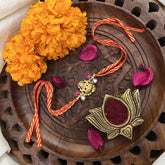 Vriksham RakshaBandhan Kundan Jadau Lakshmi Pendant Rakhi-Red White-G18974